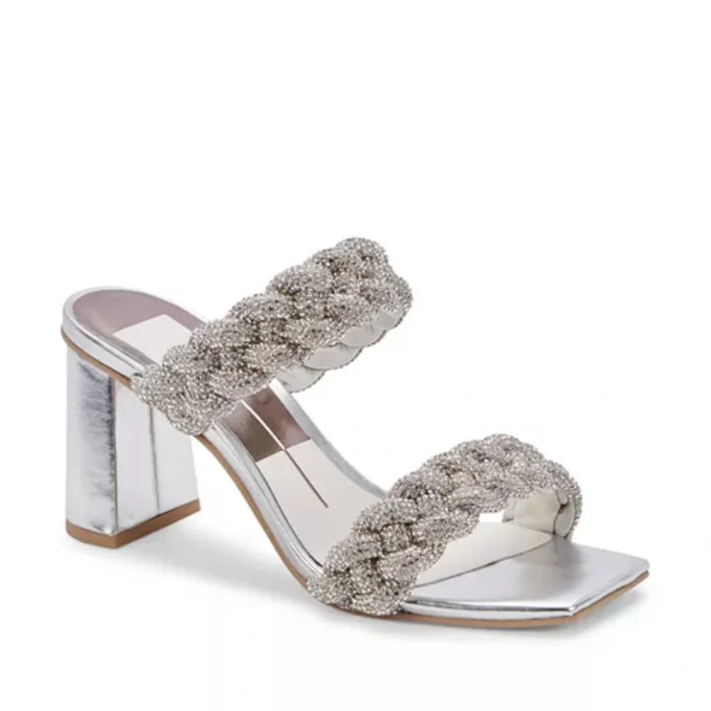 Dolce Vita Paily Embellished High Heel Sandals in Crystal, Size 11, NEW in Box